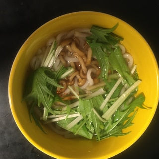 水菜となめこのかけうどん